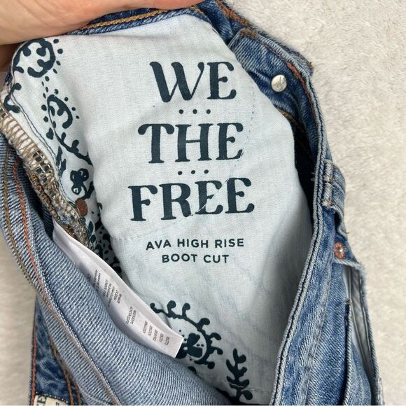 Free People Ava High Rise Bootcut Jeans Sz 27 Blue Retro Flare Boho Festival - Picture 10 of 14